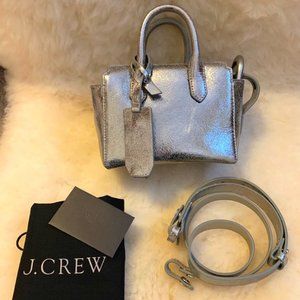 J Crew Silver Harper Mini Leather Crossbody Bag